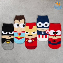 Load image into Gallery viewer, Cartoon Superhero Socks - Set of 5