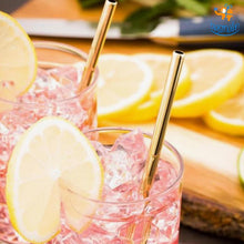 Load image into Gallery viewer, Eco Friendly Golden Steel Straws - 4 pc