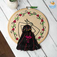 Load image into Gallery viewer, Handmade Boho-Girl Embroidery Hoop Art