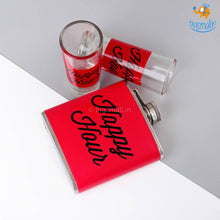 Load image into Gallery viewer, Happy Hour Flask and Shot Glasses Set