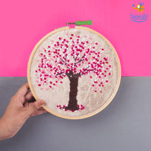 Load image into Gallery viewer, Handmade Cherry Blossom Embroidery Hoop Art