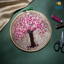 Load image into Gallery viewer, Handmade Cherry Blossom Embroidery Hoop Art