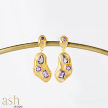 Load image into Gallery viewer, Amethyst Leaf Earrings