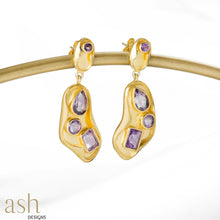 Load image into Gallery viewer, Amethyst Leaf Earrings