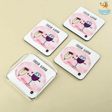 Load image into Gallery viewer, Wine Love Coasters (With Holder) - Set of 4