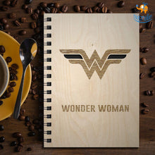 Load image into Gallery viewer, Wonder Woman Engraved Wooden Diary