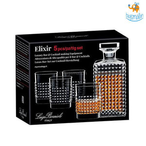 Italian Crystal Glass Whiskey Set - 5 pcs