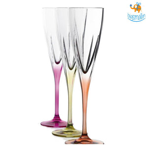 Elegante' Crystal Tint Champagne Flutes - Set of 6