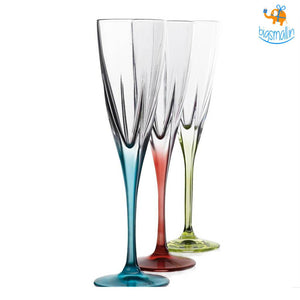 Elegante' Crystal Tint Champagne Flutes - Set of 6