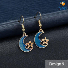 Load image into Gallery viewer, Japanese Moon Drop Dangler Earrings
