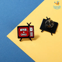 Load image into Gallery viewer, Netflix &amp; Chill Metallic Lapel Pin
