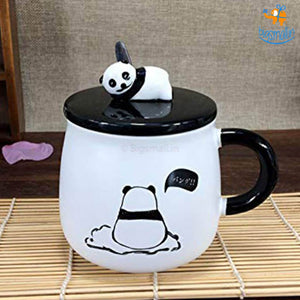 Panda Mug With 3D Lid and Spoon