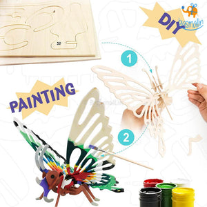 Painting 3D Wooden Puzzle - Butterfly