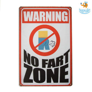 No Fart Zone Tin Board